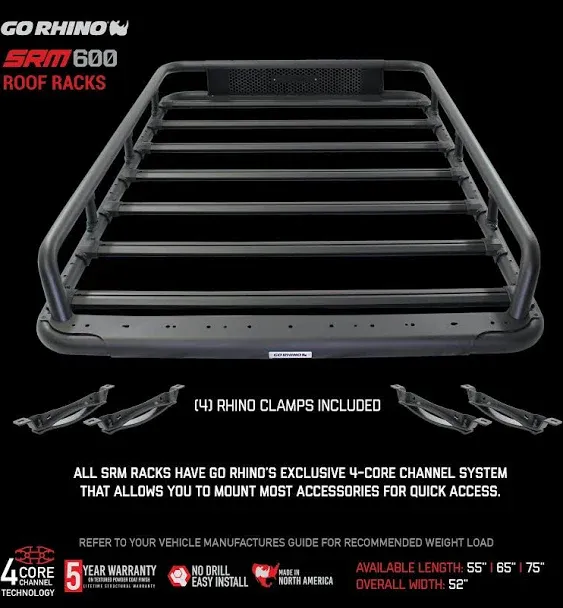 Go Rhino 5936065T - SRM 600 Roof Cargo Basket (65&#034; L x 52&#034; W)