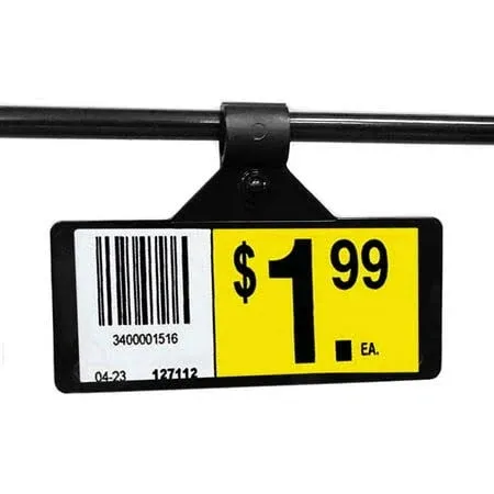 Black Shelf Label Holders - 3 inch L x 1.25 inch H Sign Clips for Wire Grids ...