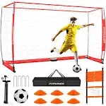 FITPARNER 12x6 ft Soccer Goals for Backyard | Portable Soccer Goal Training Equipment | Collapsible Metal Base Soccer Net Set | 1 Goal +1 Soccer Ball