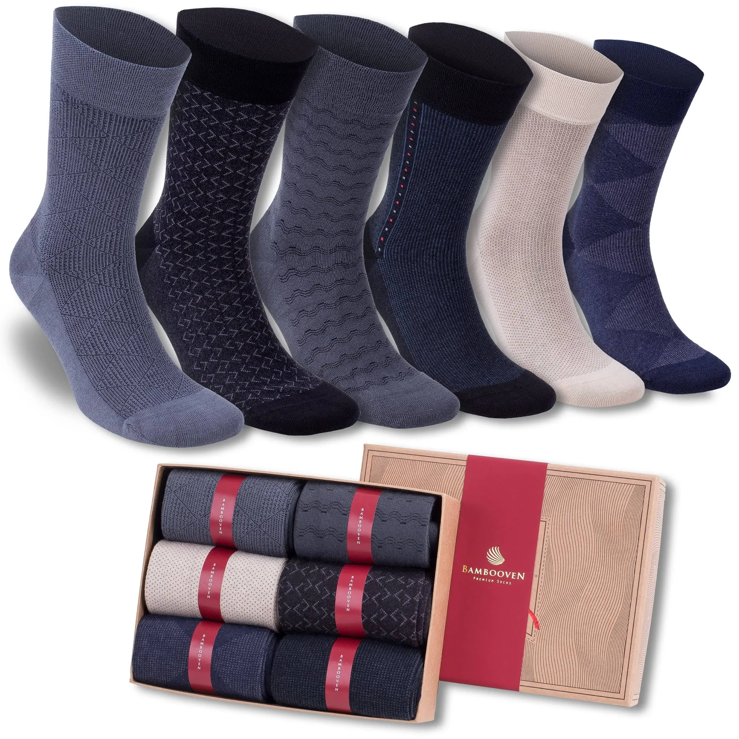 Men’s Dress and Trouser Socks – Premium Rayon Made From Bamboo, Crew Socks (6 pair + Gift box)