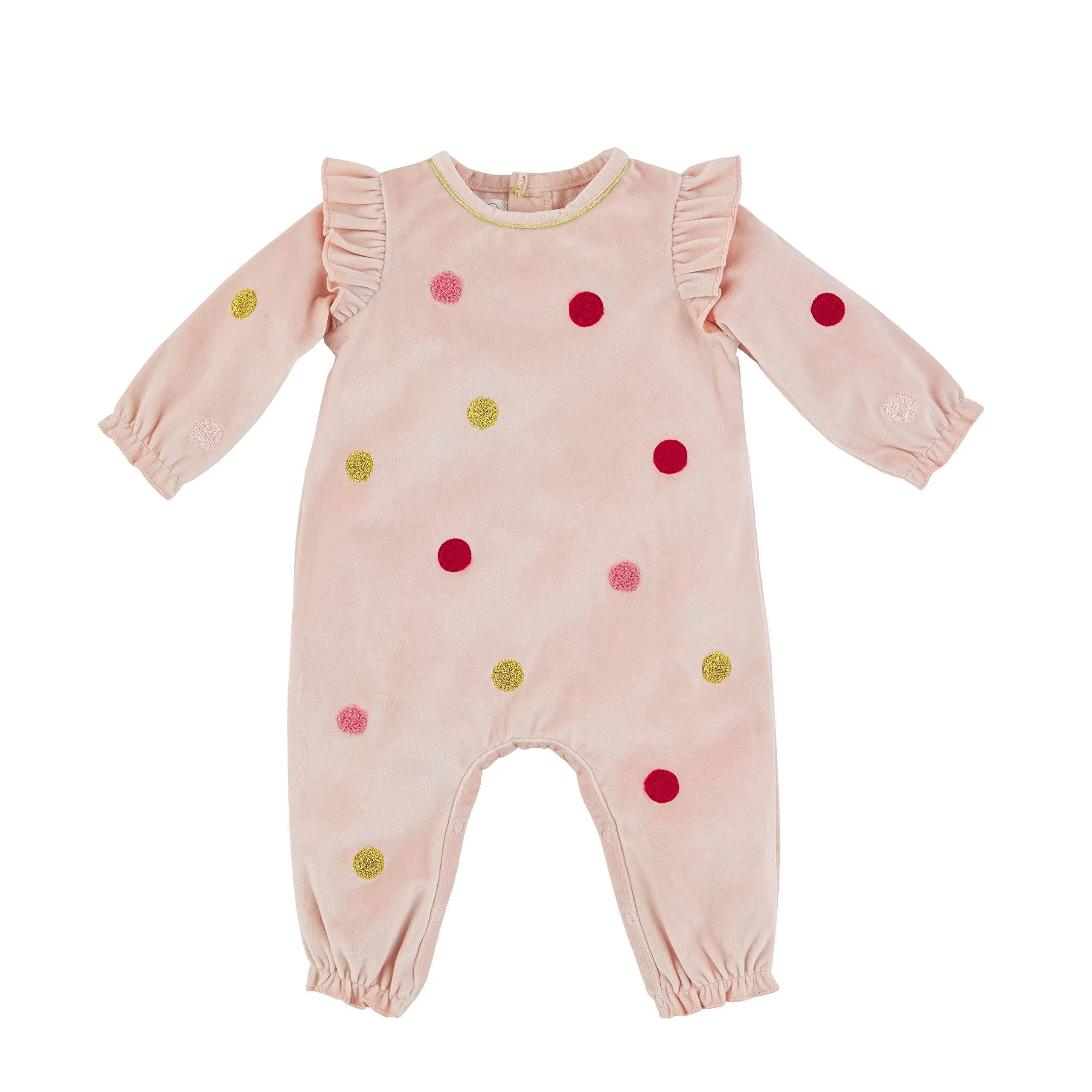 Mud Pie Baby Girls Velour Boucle Polka Dot One Piece Bodysuit, Pink, 3-6 Months, Pink, 3-6 Months US