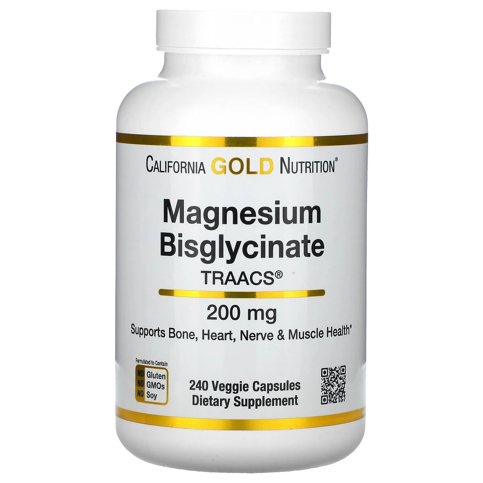 California Gold Nutrition, Magnesium Bisglycinate, 240 Veggie Capsules