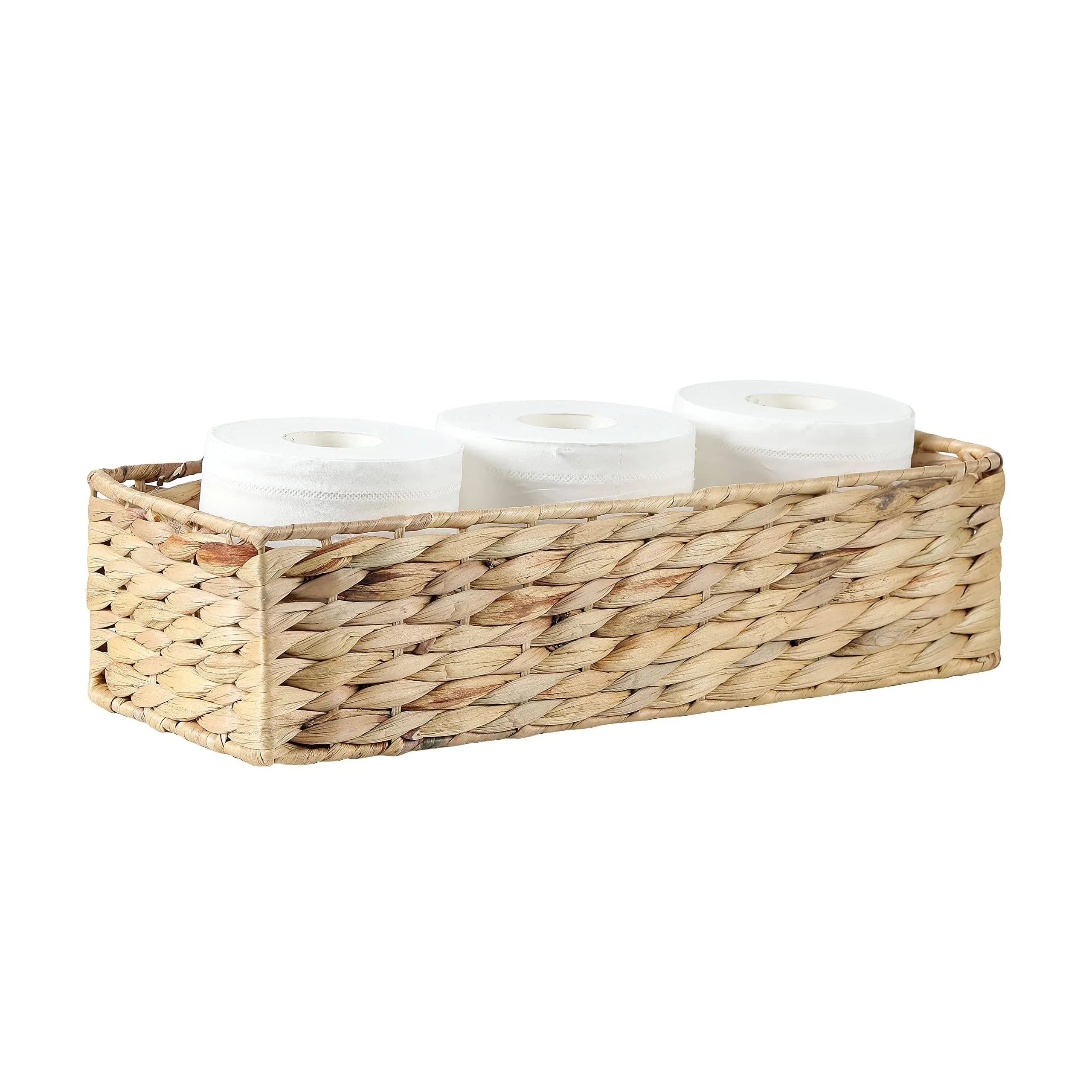 Toilet Tank Top Storage - Bathroom Tray Hand-Woven Water Hyacinth Wicker Basket