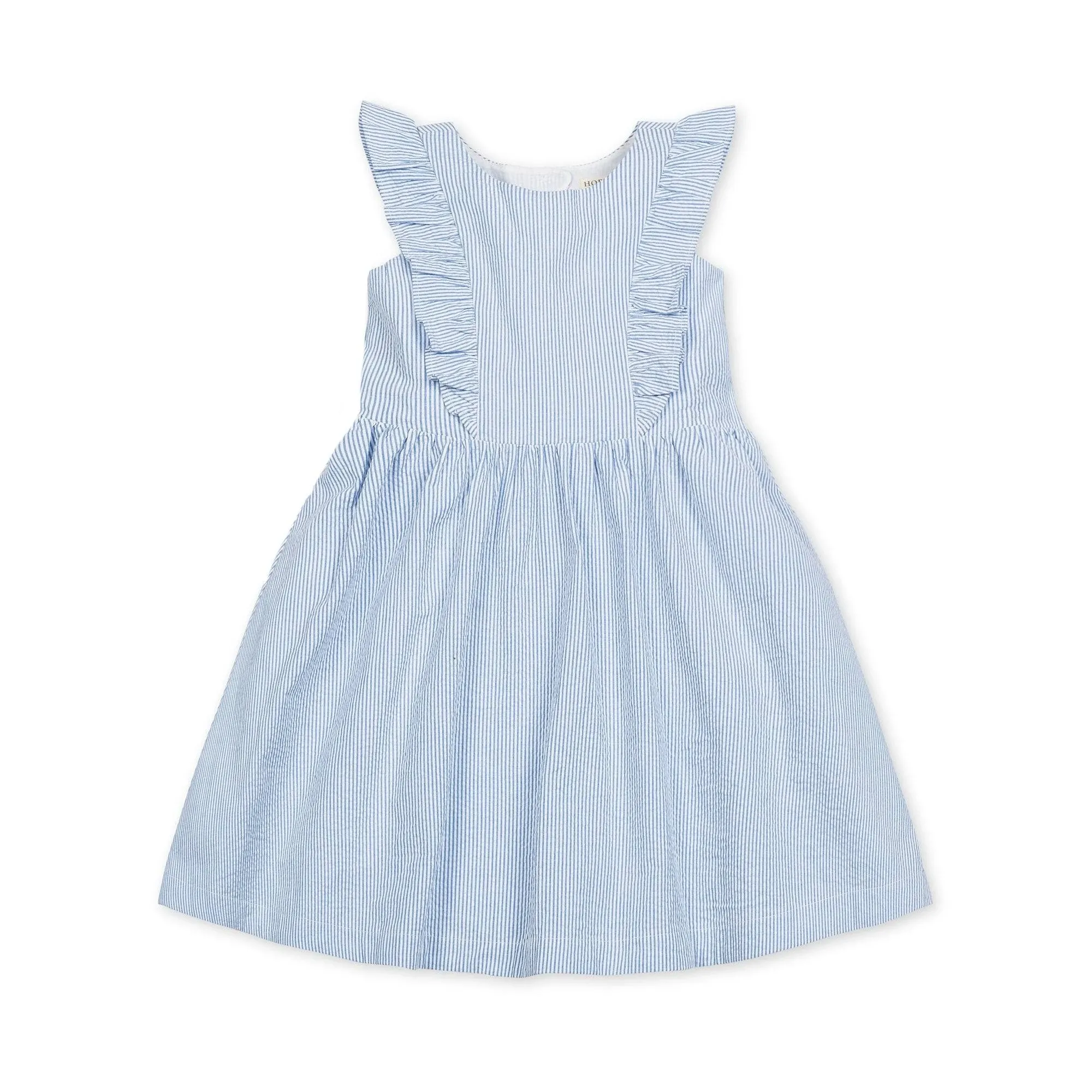 Hope & Henry Girls' Seersucker Flutter Sleeve Open Back Dress, Toddler, 4