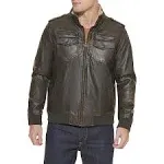 Levi's Men's Aviator Black Faux Leather Bomber Jacket