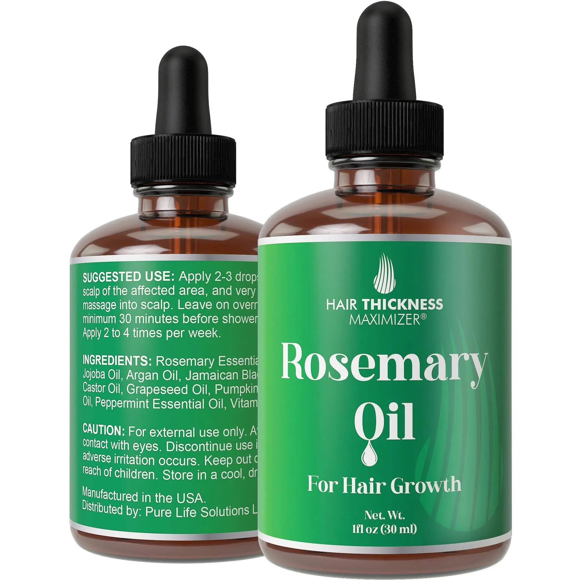 Rosemary Oil for Hair Growth: Men + Women - No Harsh Scent or Scalp Irritation. Topical Treatment for Hair Loss Prevention, Thickness, Regrowth. Includes Jojoba, Jamaican Black Castor, Peppermint - 1oz