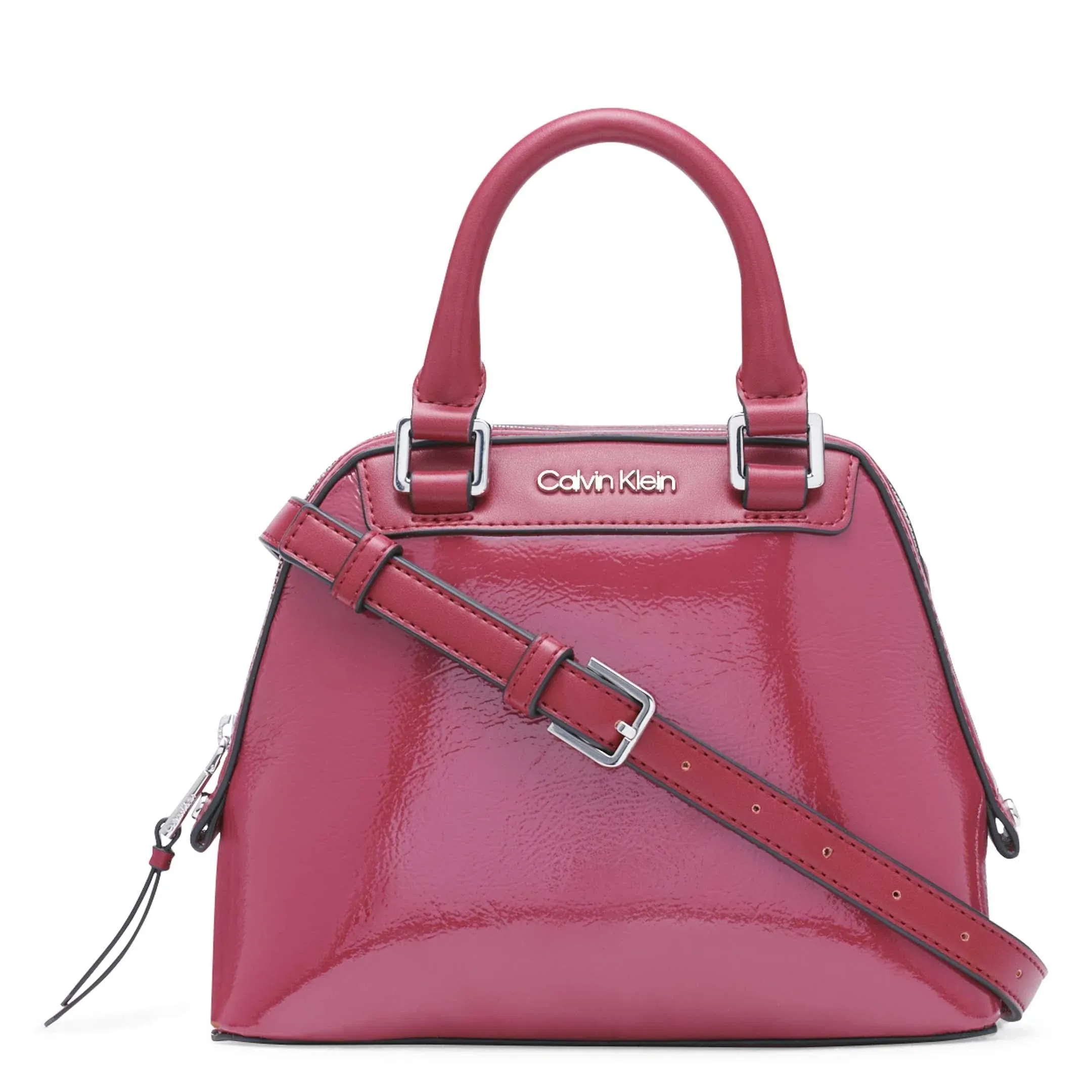 Calvin Klein Astatine Patent Mini Satchel Burgundy 220043