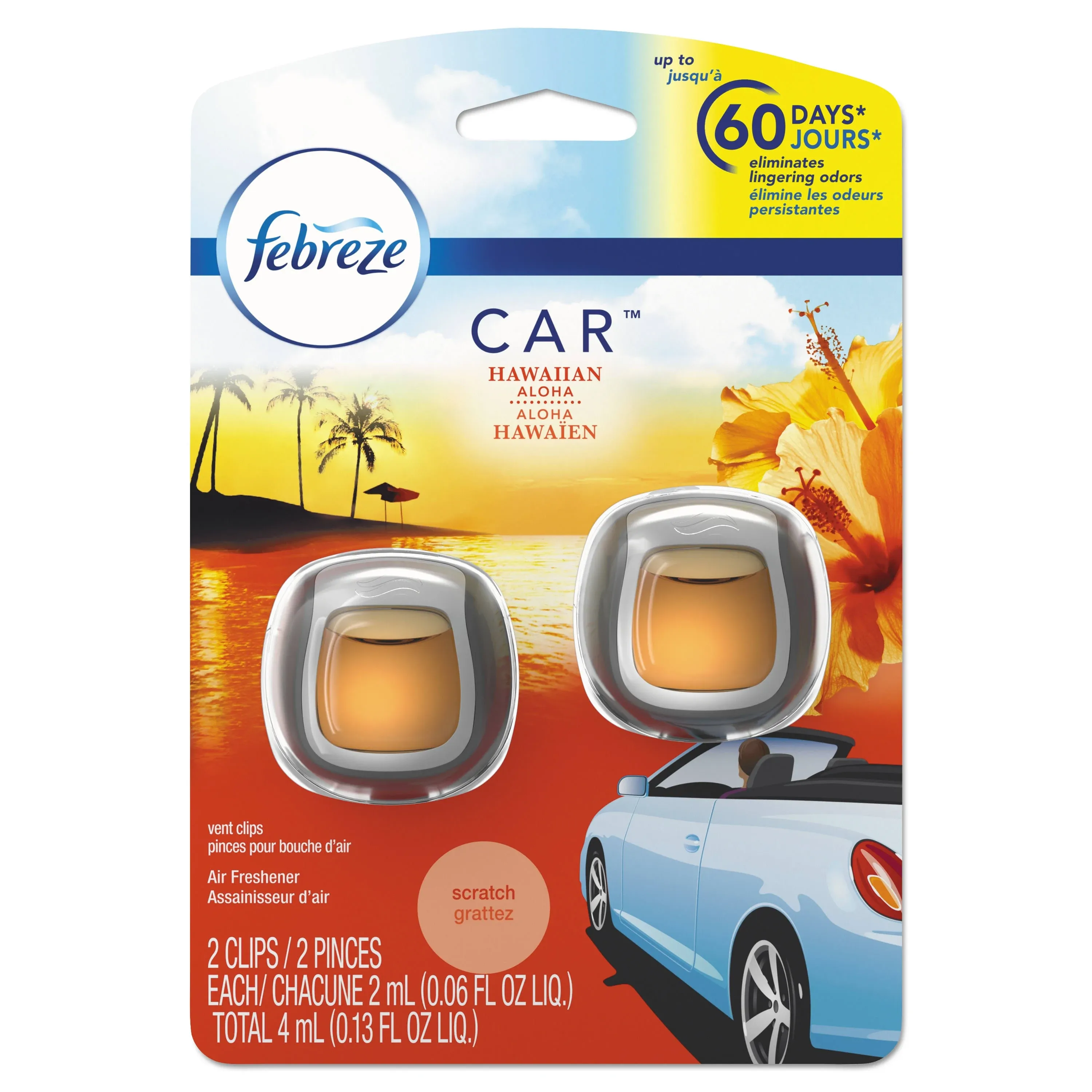 Procter & Gamble 81118 Febreze Car Vent Clips Air Freshener44; Hawaiian Aloha