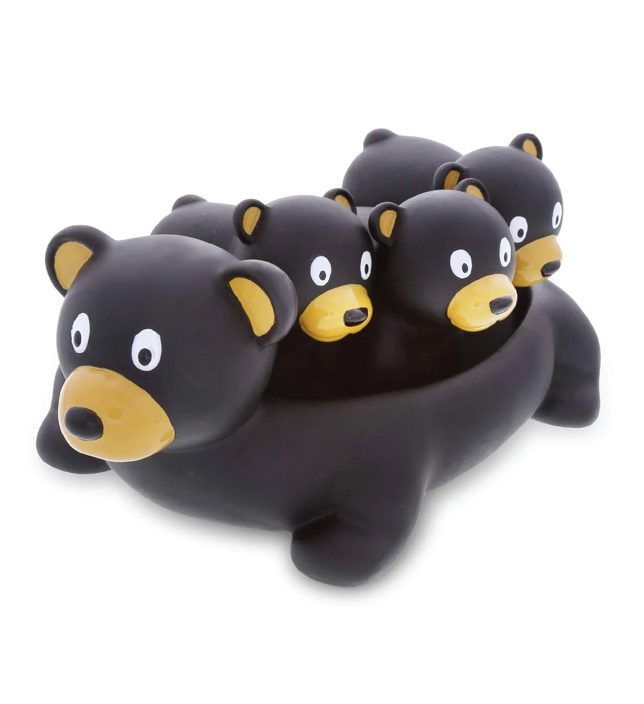 DolliBu Black Bear Animal Bath Toys - Family Animal Water Squirter For Kids, 4-Piece Kid and Baby Bathtub Toys, Fun Bath Time Children, Floating Bath Tub Decor, Rubber Animal Bath Toys, Squirt Toys