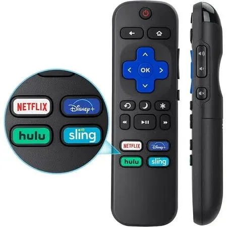 New Universal Roku TV Remote Control, Roku Remote Replacement for TCL Roku/Hisense Roku/Sharp Roku with 4 Shortcuts Netflix Disney+/Hulu/Prime Video Button(with 2 AAA Bateries)(Not for Roku Stick&Box)