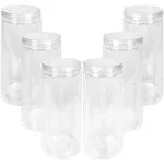 6 PCS Plastic Jars with Lid 48oz Clear PET Seal Jar, Round Wide Opening 