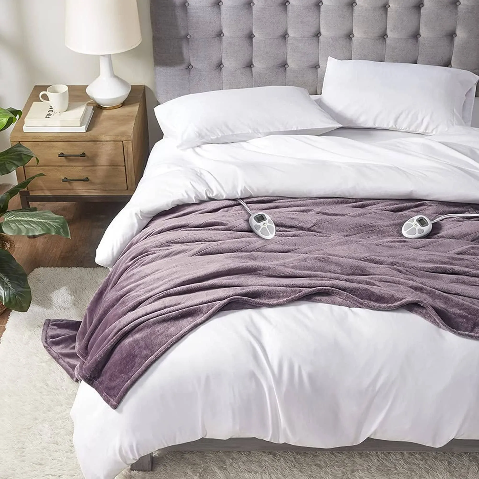 Serta Parsa Microlight Plum Soft Plush Heated Electric Blanket, Twin