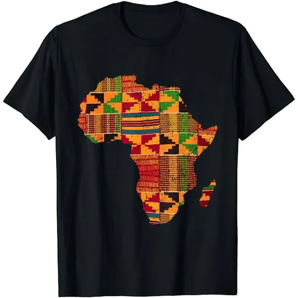 Cool Africa Map Kente Cloth Gift For Men Women African Lover T-Shirt