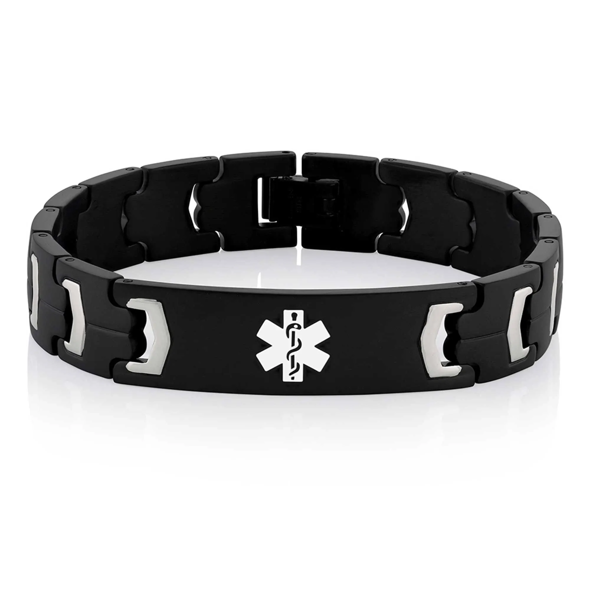 American Medical ID – Lynx Onyx Medical ID Bracelet, for 6-8" Wrist – 4 Lines of Custom Engraving