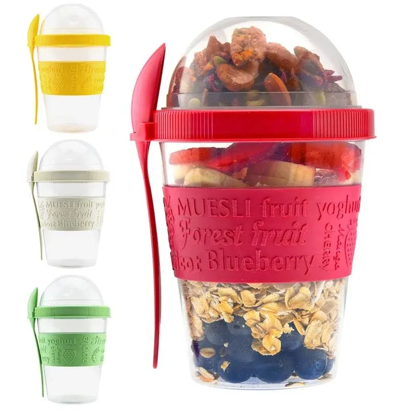 20 Oz Overnight Oats Container With Lid Set Of 4 Crunch Cups To Go Portable Parf