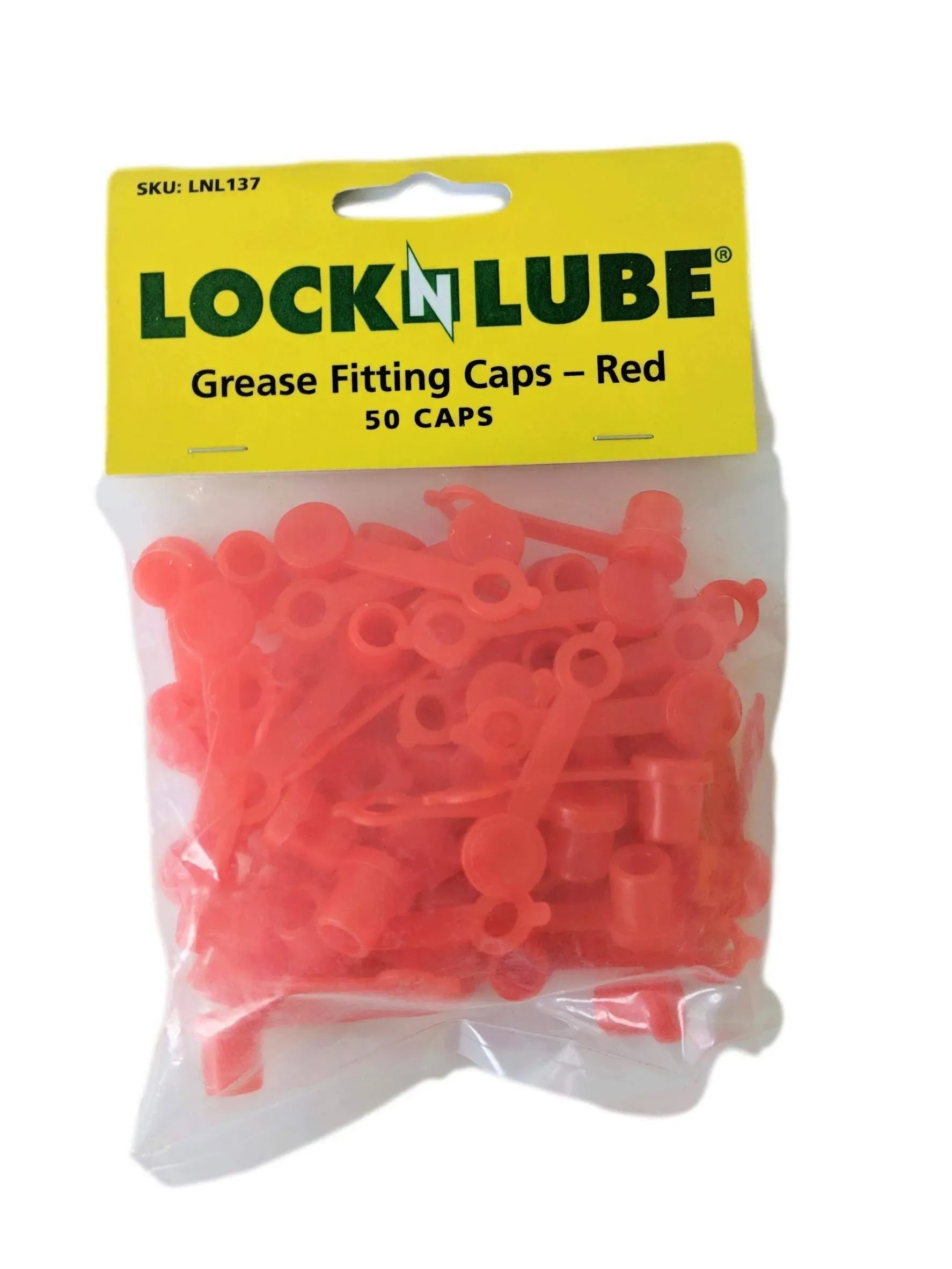 LockNLube Grease Fitting Caps 50 Count Red