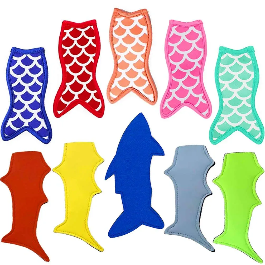 Satomoto Popsicle Holder Bags Mermaid and Shark Ice Pop Sleeves Freezer Reusable ...