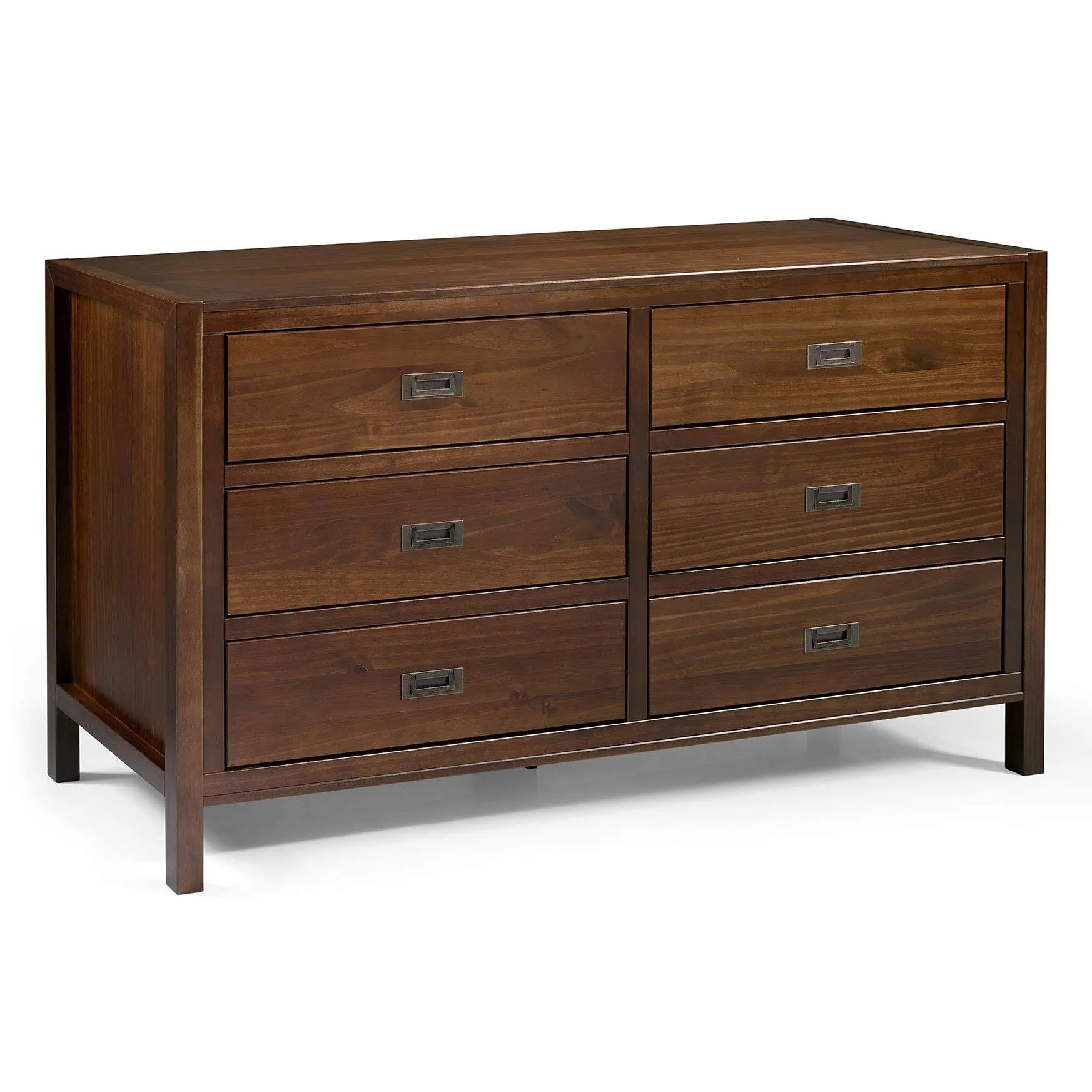 Lydia 57" Classic Solid Wood 6 Drawer Dresser, Walnut - Transitional - Dressers - by Kolibri Decor | Houzz