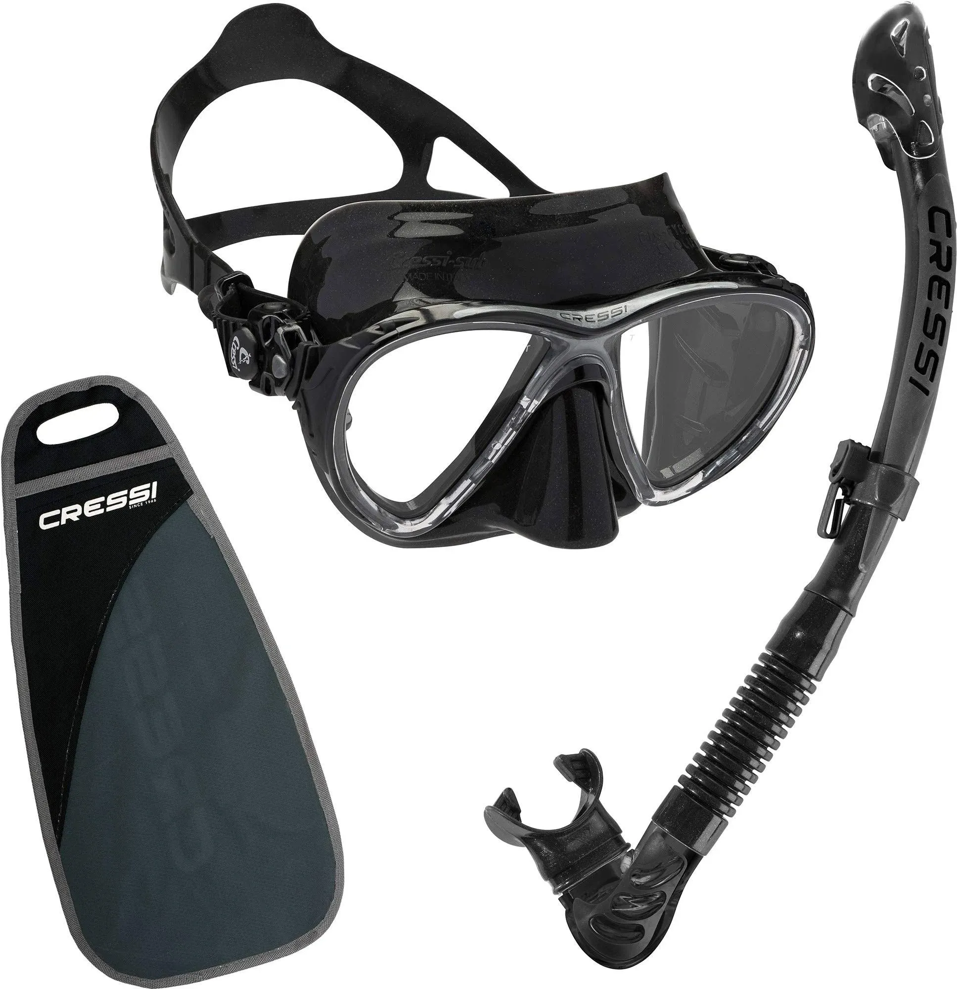 Cressi Premium Quality Snorkeling Adult Set - Big Eyes Evolution & Alpha Ultra Dry: Made in Italy