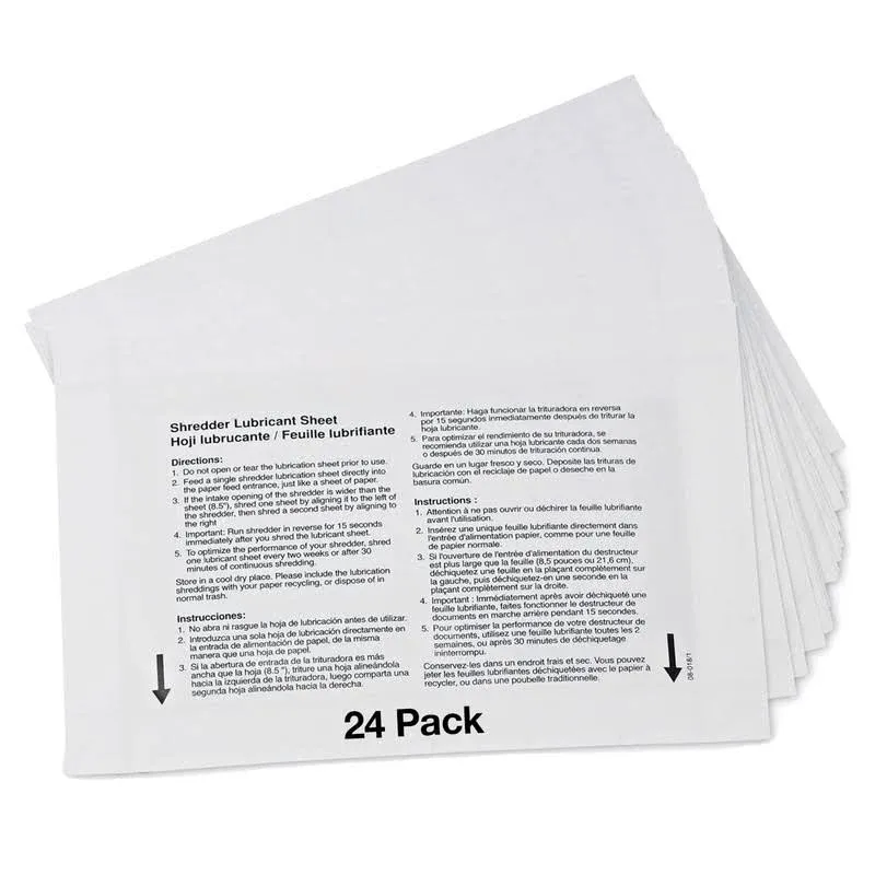 Paper Shredder Lubricant Sheets, Shredder Sharpening &amp; Lubricating Sheets, Mess-