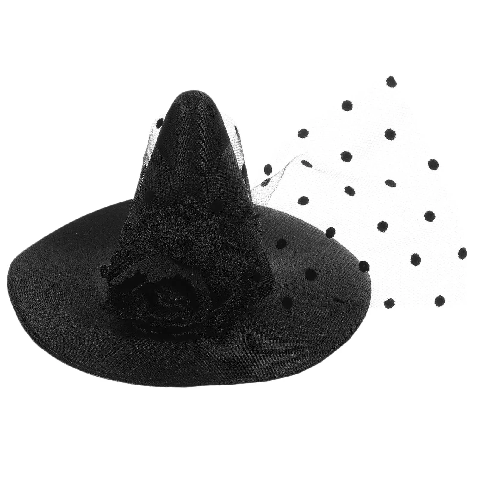 Small Witch Hat Retro Black Witch Flower Hair Clip Decorative Halloween Hair ...