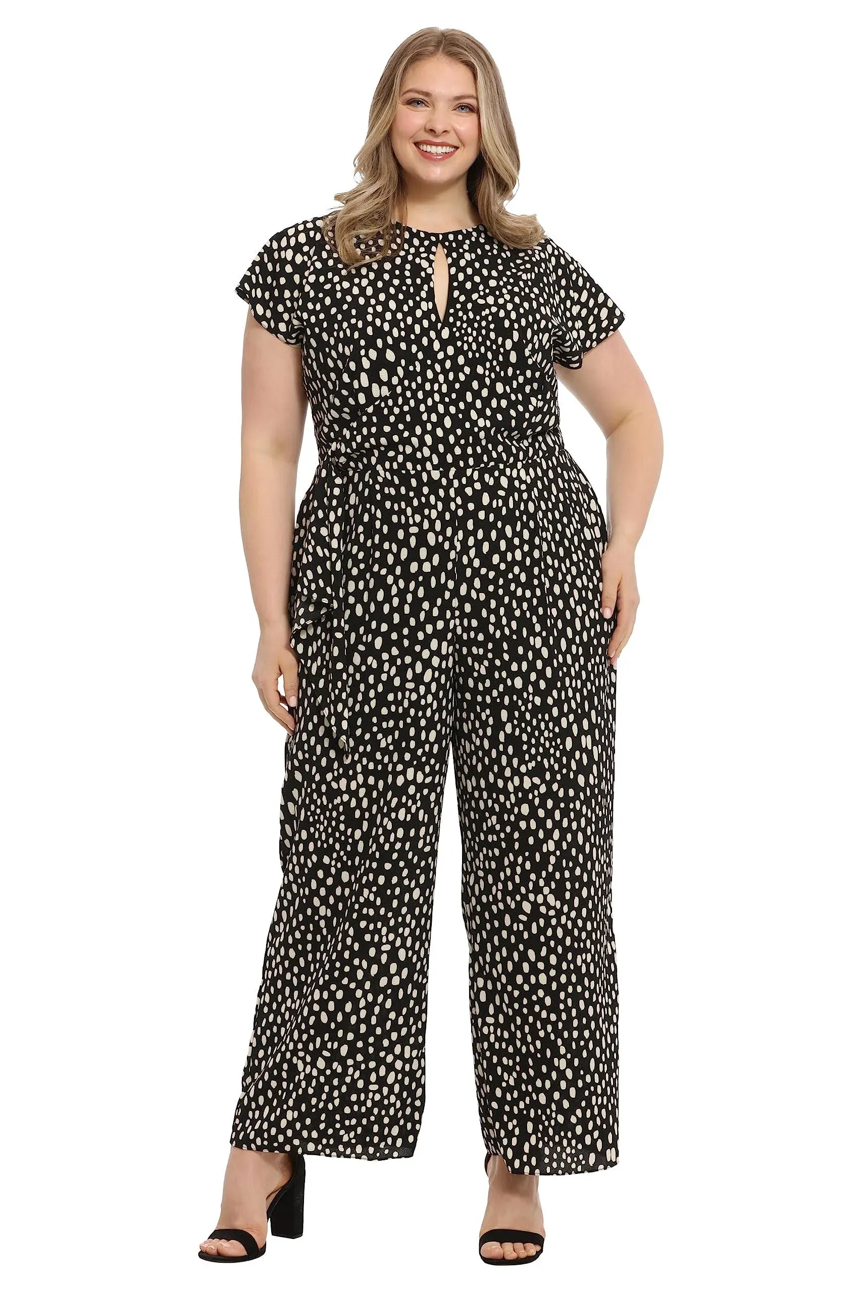 Plus Size Keyhole Short-Sleeve Jumpsuit