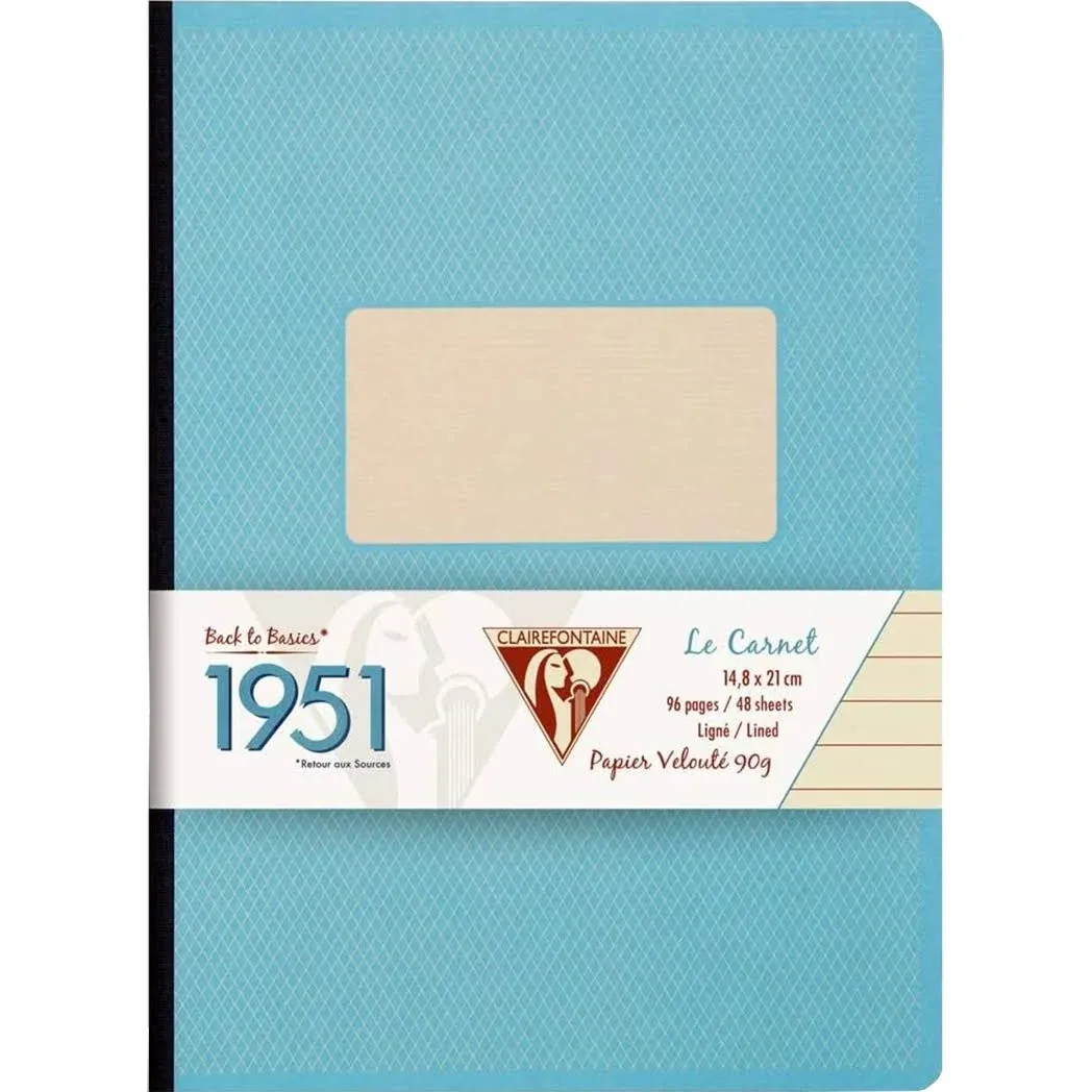 Clairefontaine 'Back to Basics 1951' Clothbound Notebook, 5 3/4" x 8 1/4", 96 Pages, Lined, Turquoise