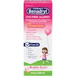 Children's Benadryl Dye-Free Allergy Liquid, Bubble Gum (8 fl oz)