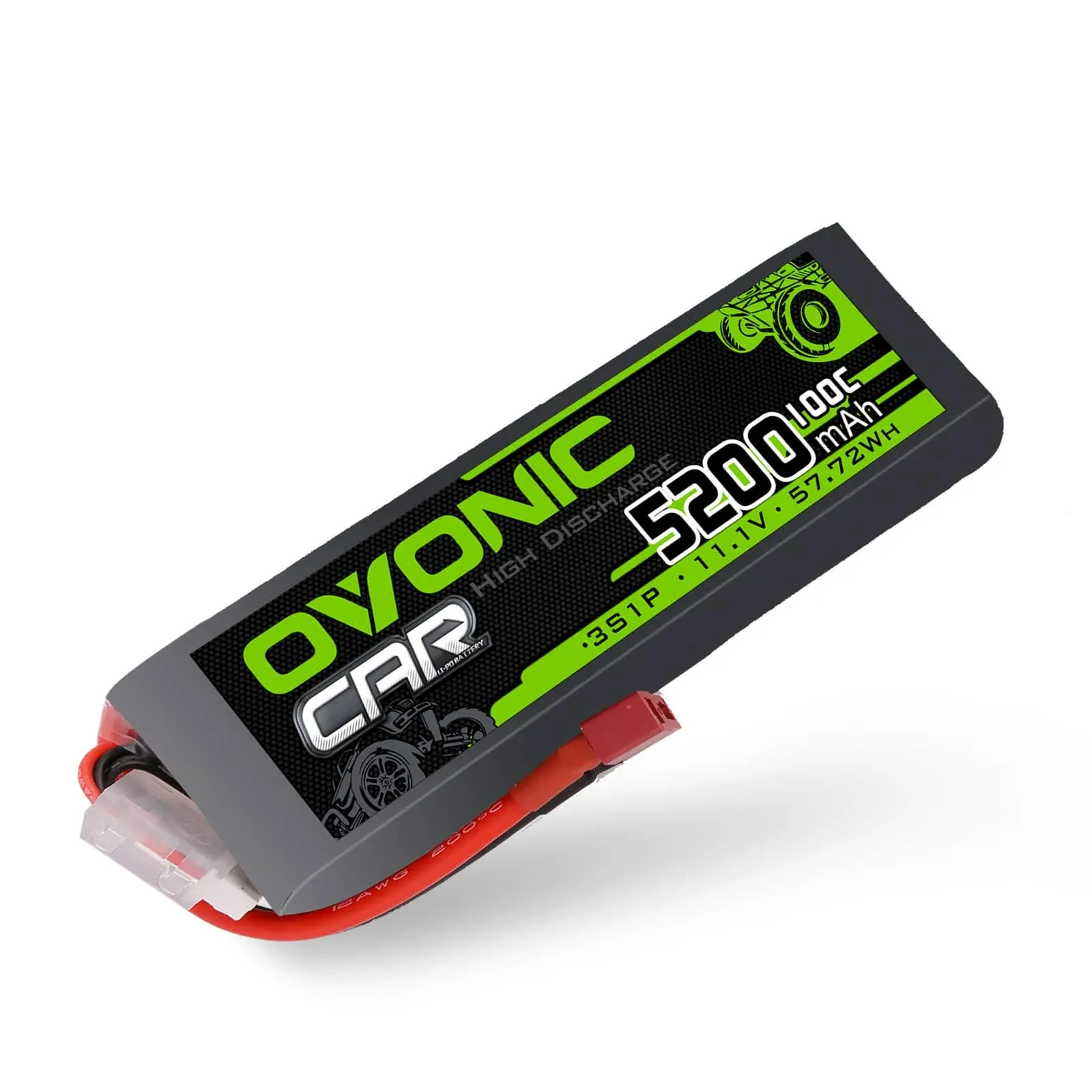 Ovonic 100C 3S1P 5200mAh 11.1V LiPo Battery for RC Car - Deans Plug