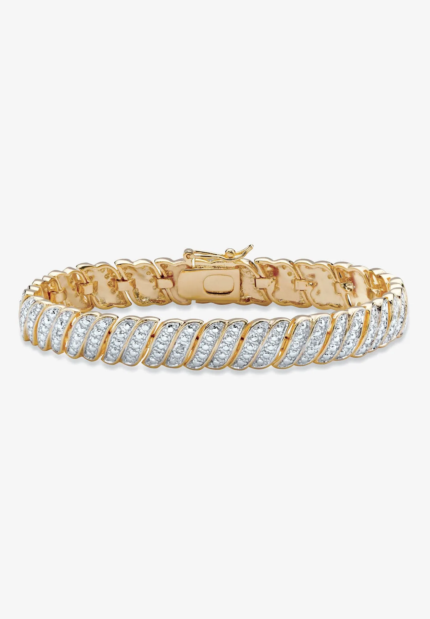 PalmBeach Jewelry Genuine Diamond Gold-Plated Pave-Style Tennis Bracelet 8&#034;