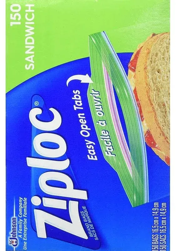 Ziploc Sandwich Bags (150 Bags x 4 = 600 Bags)