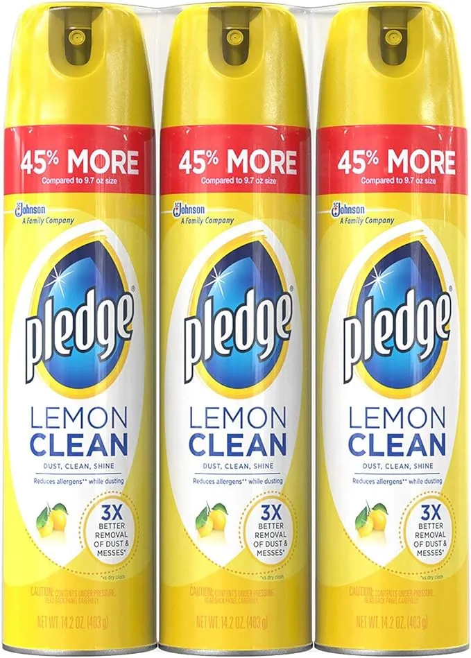 Pledge® Expert Care™ Lemon Enhancing Polish, Aerosol, Lemon, 9.7 oz, Pack of 3