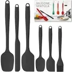 Permanent Warranty Silicone Spatula Set of 6 Heat Resistant 600 Food Scraper for Baking Cooking Mixing Scraping Nonstick Cookware Kitchen Utensils (Black)