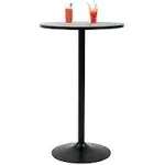 Modern 40&quot; Black Round Bar Table with Solid Top and Sturdy Metal Base