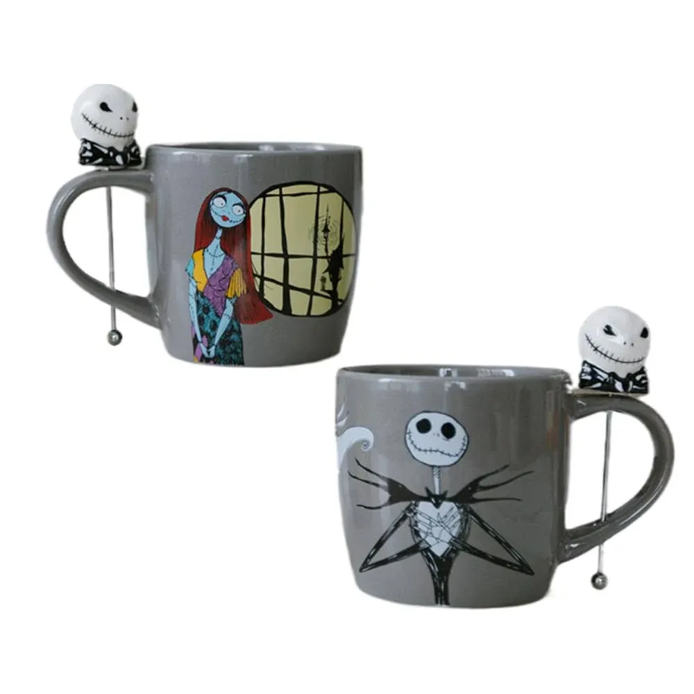 Disney Nightmare Before Christmas Stirrer Mug | Cute Ceramic Housewarming Gifts For Men and Women And Kids | Official Licensee | 1 Mug (New Day Design)