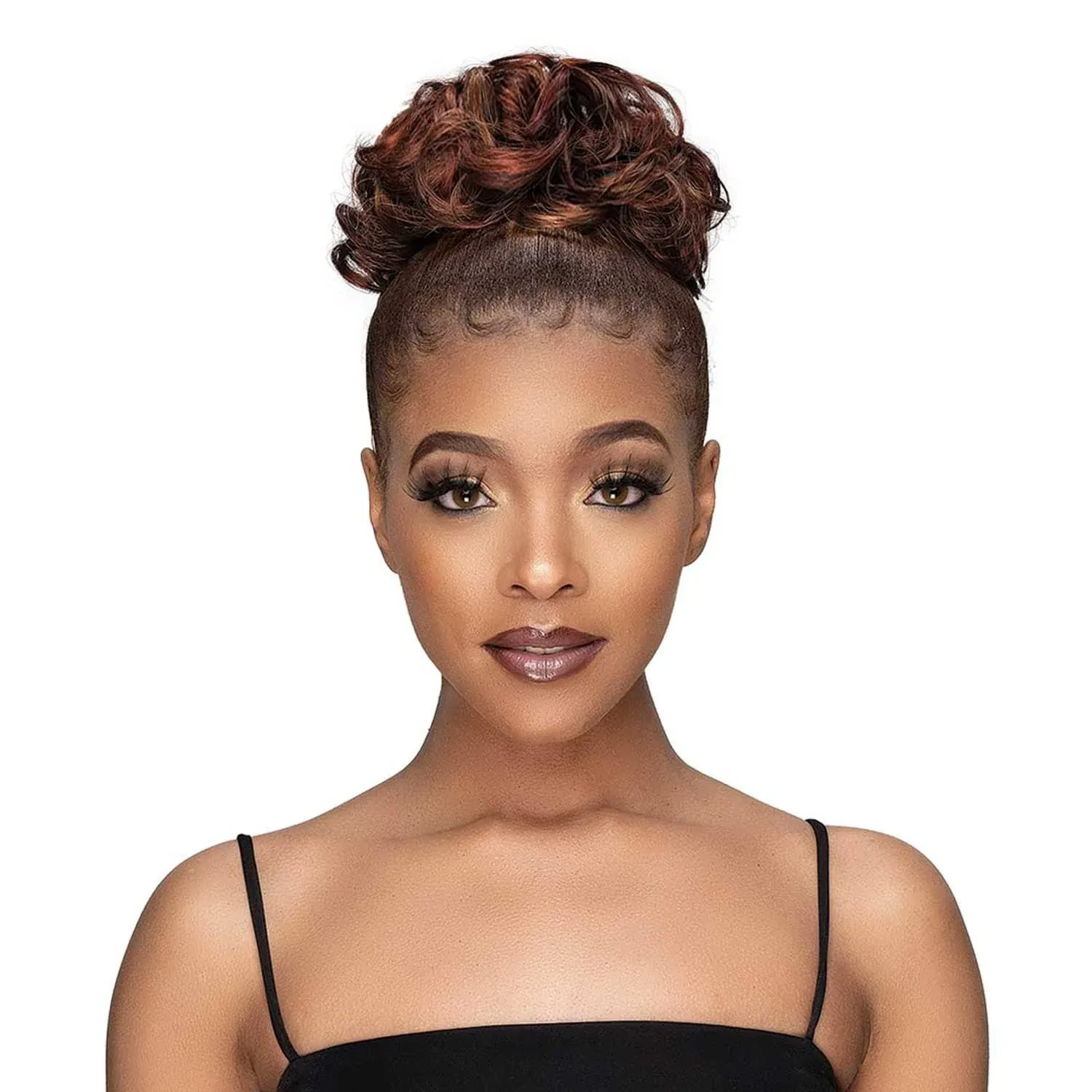 Janet Collection Human Hair Blend Bun Remy Illusion Scrunch Tendril (Charcoal Gray)