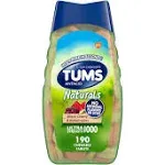 TUMS Naturals Ultra Strength Antacid Chews for Heartburn Relief, Great for a Summer BBQ - Black Cherry & Watermelon - 190 Count