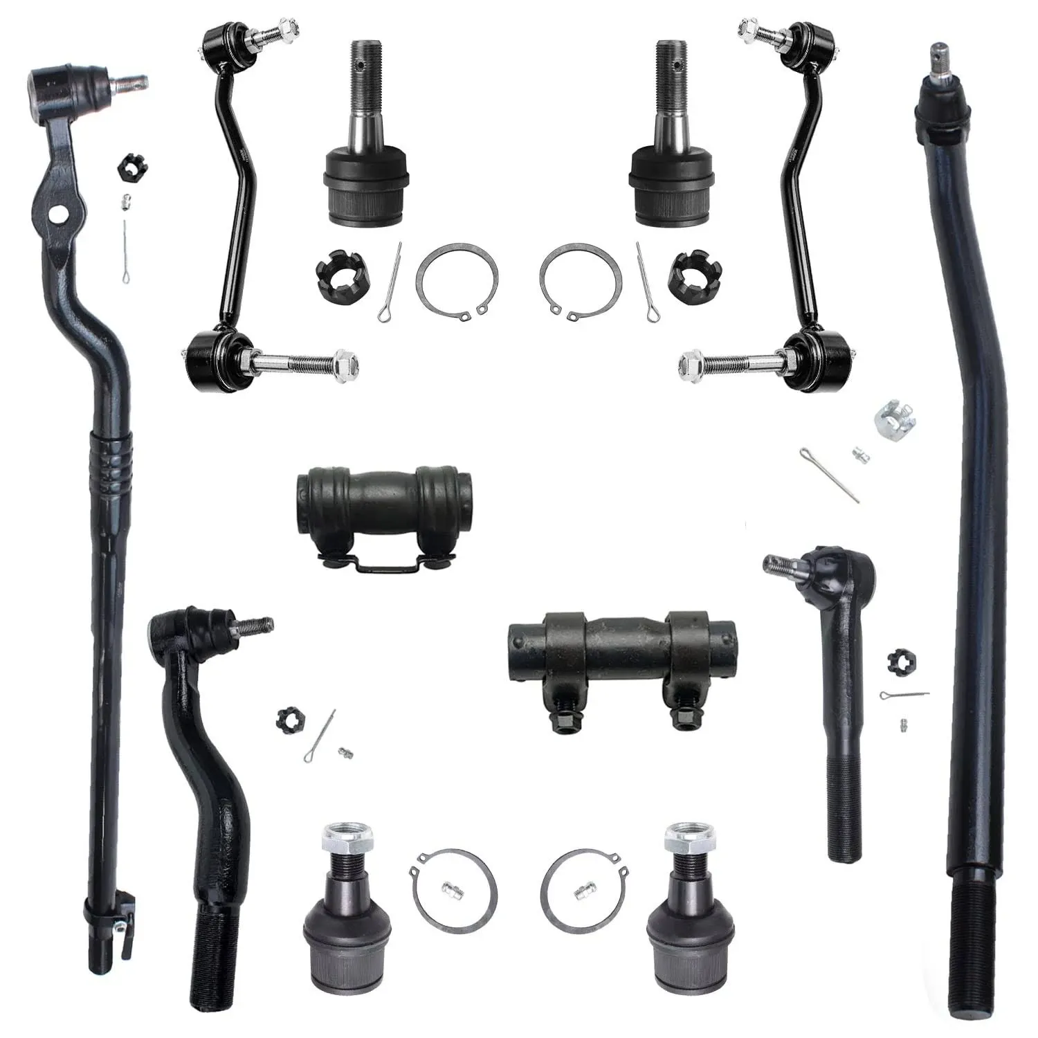 Detroit Axle - Front End 12pc Suspension Kit for 00-04 Ford F-250 F-350 Super Duty Excursion, 4 Ball Joints 4 Tie Rod Ends 2 Sway Bars 2 Adjustment Sleeves 2000 2001 2002 2003 2004 Replacement