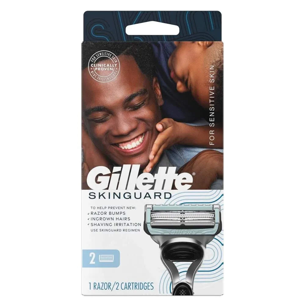 Gillette Skinguard Men's Razor Handle and 2 Blade Refills