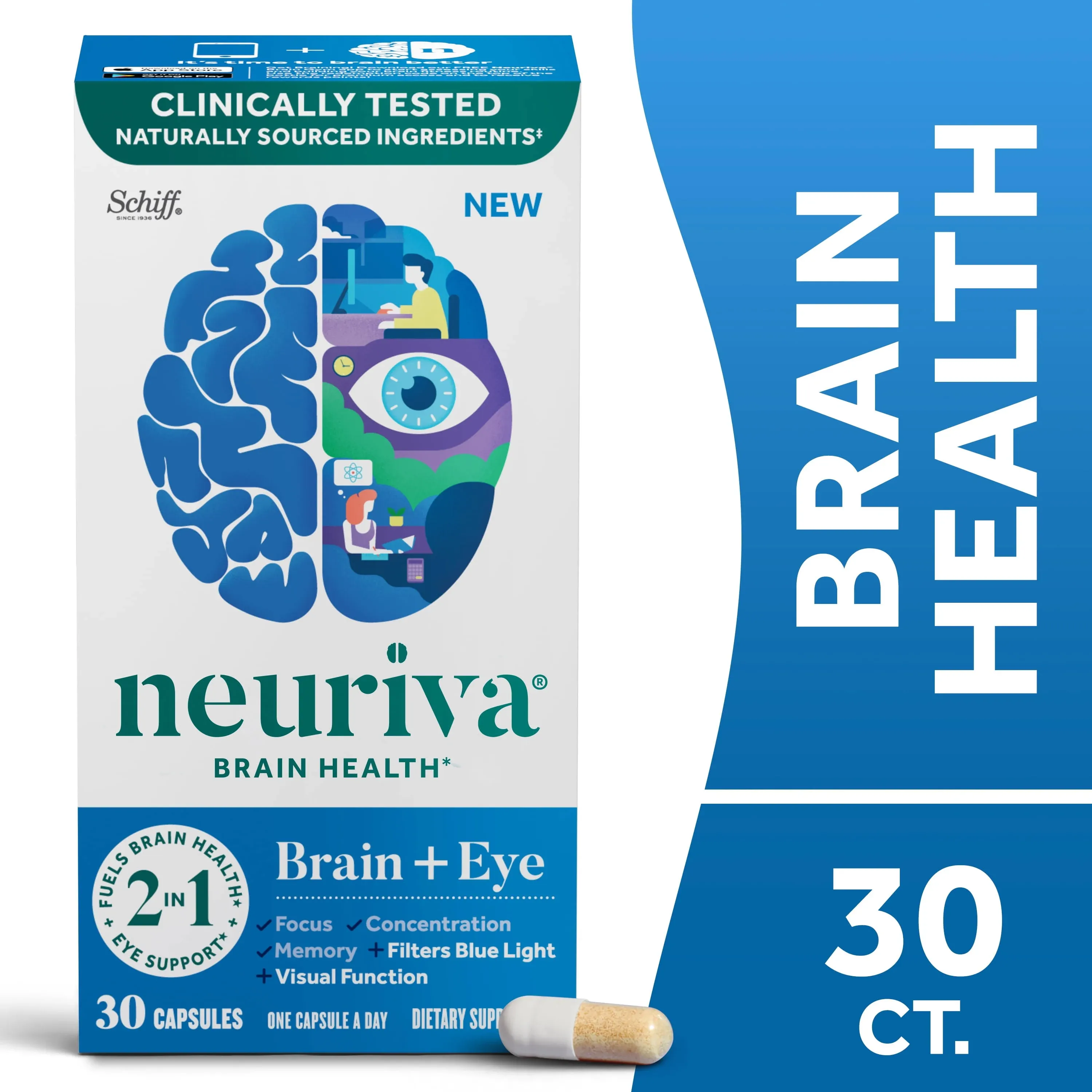 Neuriva Brain Performance, Brain + Eye, Capsules