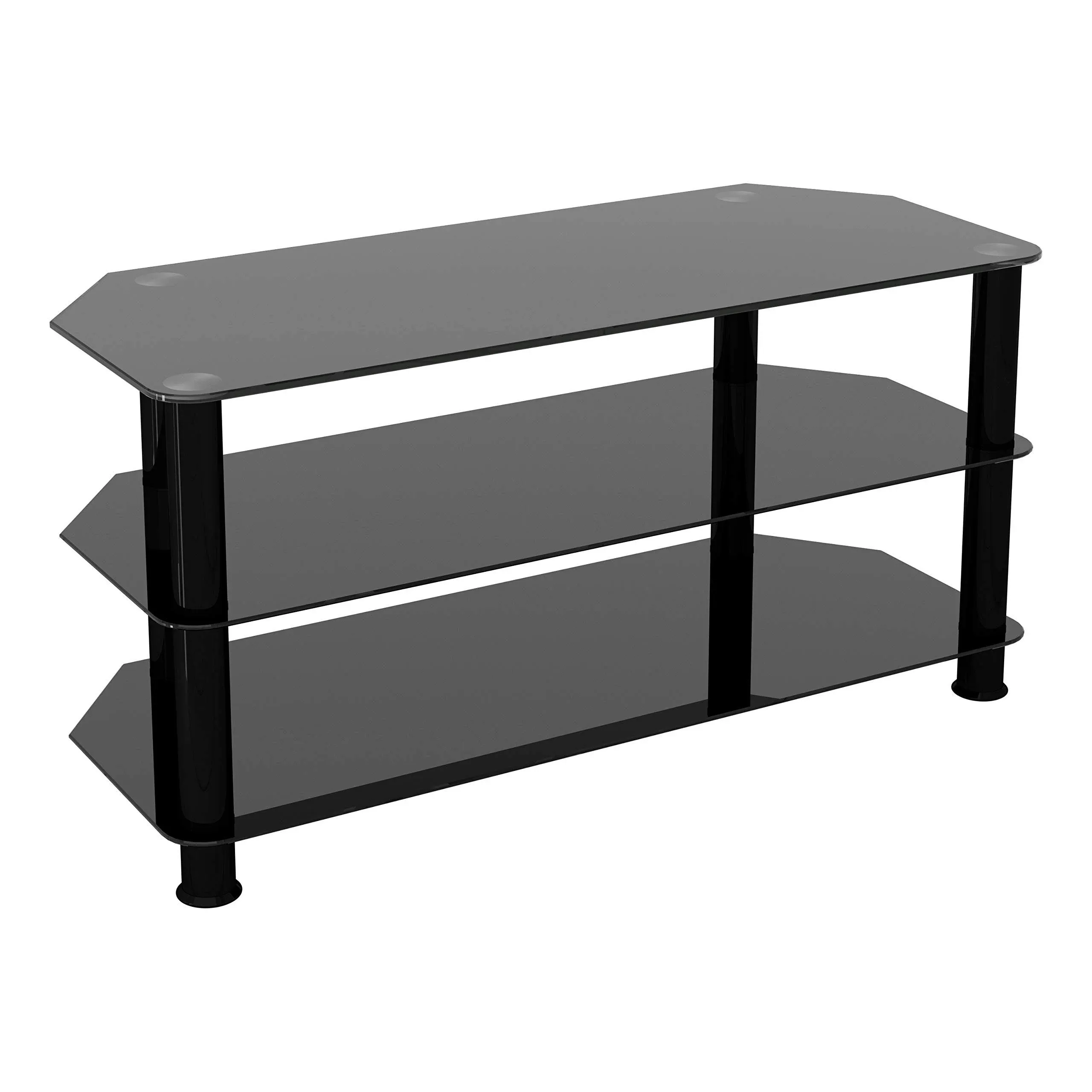 AVF Transitional Steel and Glass TV Stand for up to 50" TVs in Black/Chrome