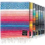 Benevolence LA Authentic Mexican Cotton Acrylic Blanket, Handwoven Serape Blanket, Perfect for Beach, Picnic, Outdoor, Yoga, Camping, Car, Woven, Sand, 50x70 inches