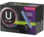 U by Kotex Click Compact Tampons, Super, Unscented, 32 Count