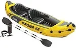 Intex 2-Person Inflatable Kayak w/ Oars & Air Pump & 4 Person Boat w/ Oars &Pump