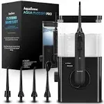 AquaSonic Aqua Flosser PRO | Professional Water Flosser with Large Capacity Reservoir | Oral Irrigator w/ 2 Modes, 10 levels of Water Pressure, 4 Included Tips | Sleek & Compact | Dentist Recommended