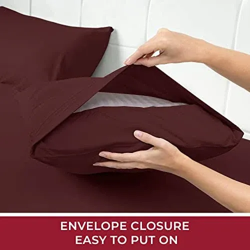 Mellanni Twin Sheets Set - 3 PC Iconic Collection Bedding - Hotel Luxury, Extra Soft, Cooling Bed Sheets - for Women, Men, Kids & Teens (Twin, Brick Red)