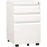 17.1'' W Metal 3 Drawer Mobile File Cabinet with Recessed Handle and Lock | DEVAISE, White