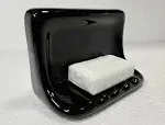 Black Ceramic Soap Dish Tray Shower Bathtub Vintage Mid Century Modern Kohler...