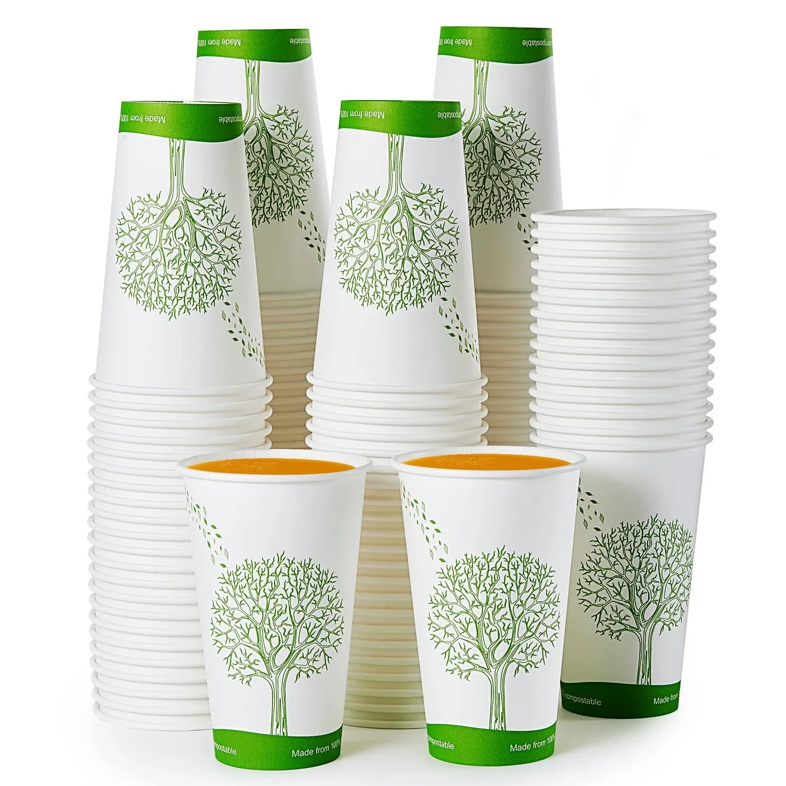 ECOLipak [210 Count] 16 oz Compostable Cups, Biodegradable Disposable Paper Cups ...