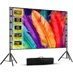 Projector Screen with Stand, Wootfairy 150 inch Portable and Foldable Projection Screen 4K HD 16:9 Rear Front Wrinkle-Free Movie Screen with Carry